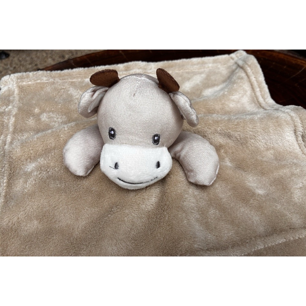 Modern Baby Lovey Security Blanket Cow Plush Brown Giraffe 12" X 12"